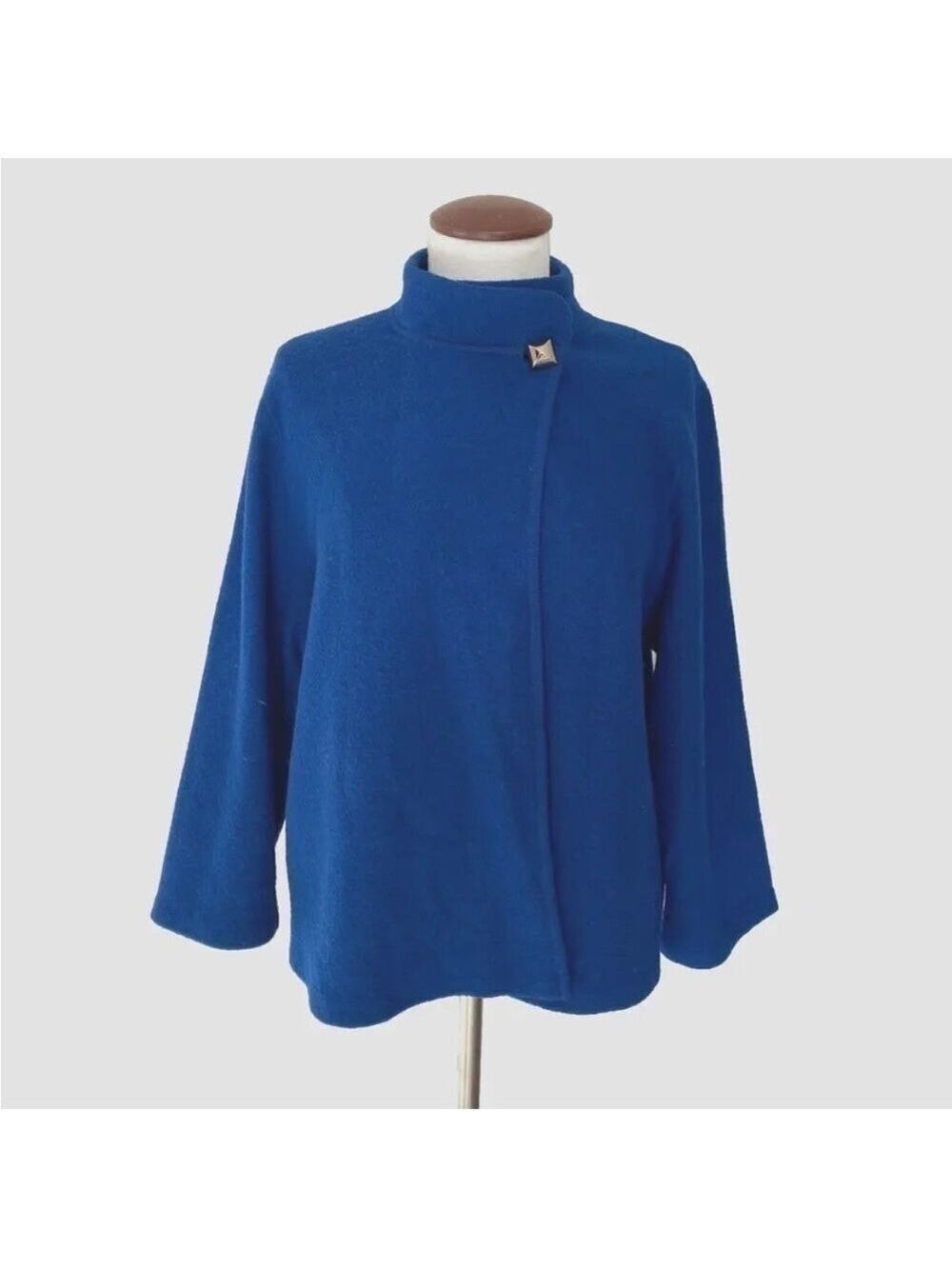 Karl Lagerfeld Sweater Jacket Womens XL Blue Wool Blend Single Button